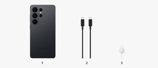 Contenido de la caja del Samsung Galaxy S26 Ultra negro, imagen oficial Samsung