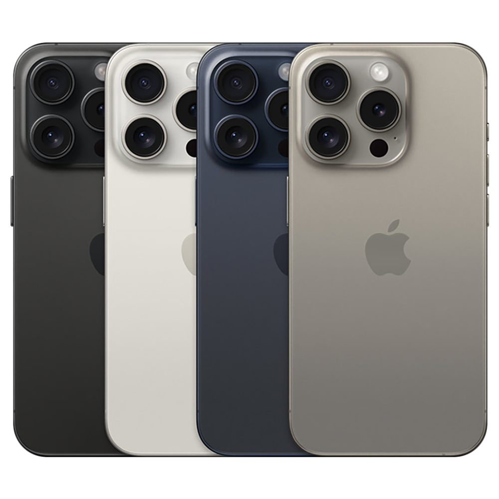 iPhone 15 Pro reacondicionado A+++ en titanio negro, azul y blanco