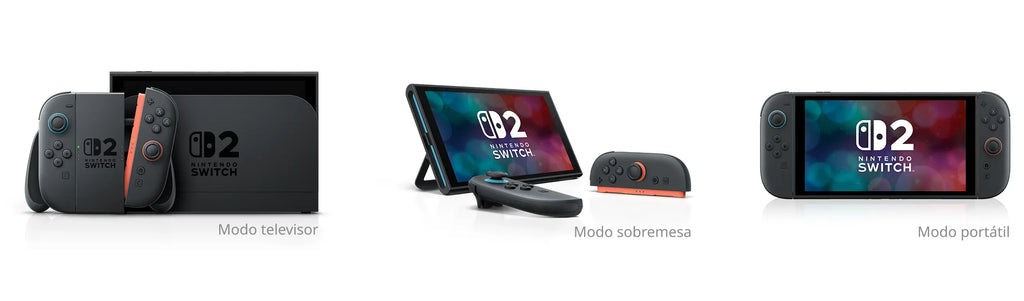 Nintendo Switch 2 en modo televisor, sobremesa y portátil
