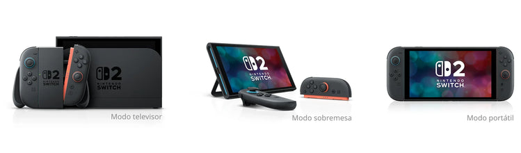 Nintendo Switch 2 en modo televisor, sobremesa y portátil