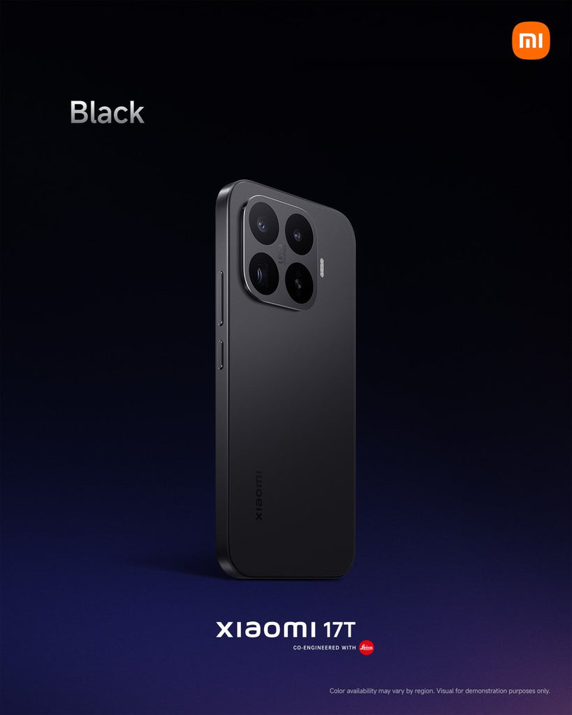 Xiaomi 17T negro, vista trasera, imagen oficial de Xiaomi